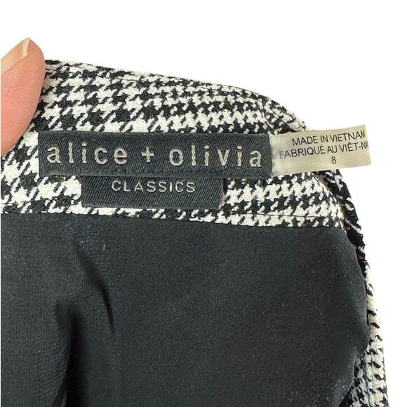 Alice & Olivia Classics Rapunzel Glen Mockneck Black White Wool Dress Size 8 - Picture 10 of 11